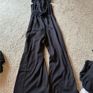 Caution To The Wind Charcoal Jumpsuit